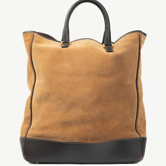 Loewe Amazona Oro Suede & Marron Leather Tote Bag - Picture 4 of 13